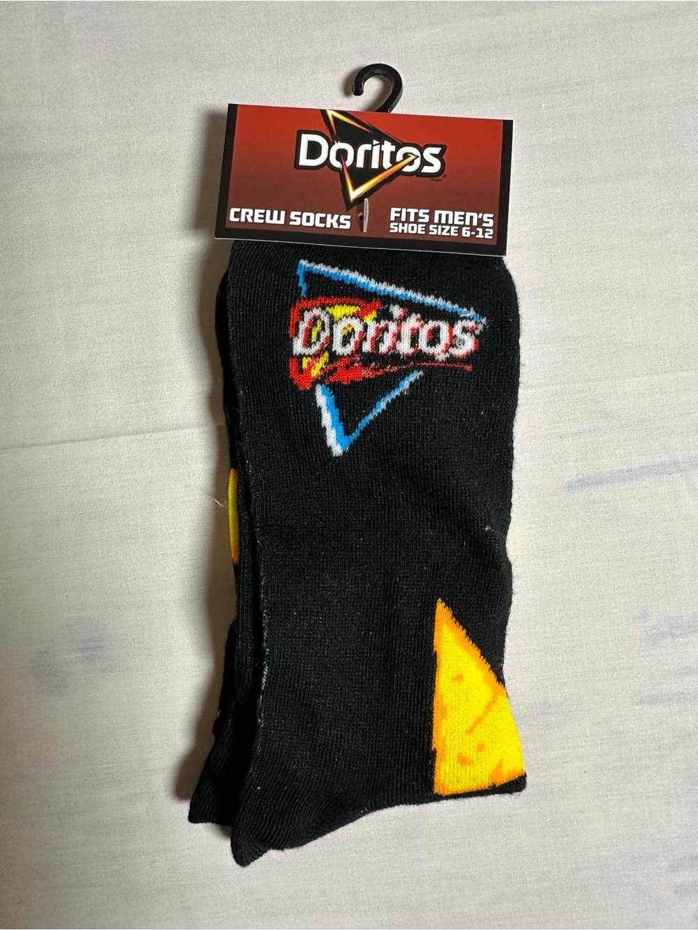 Doritos Black Crew Socks for Men with Logo and Chip Accent